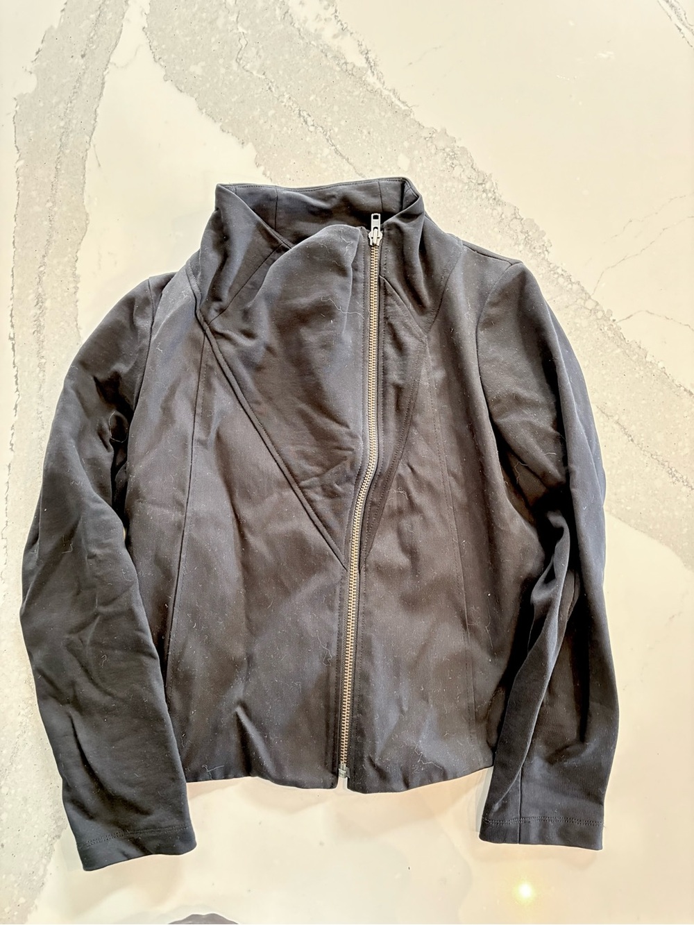 Helmut Lang Black Asymmetrical Zip Bomber Jacket